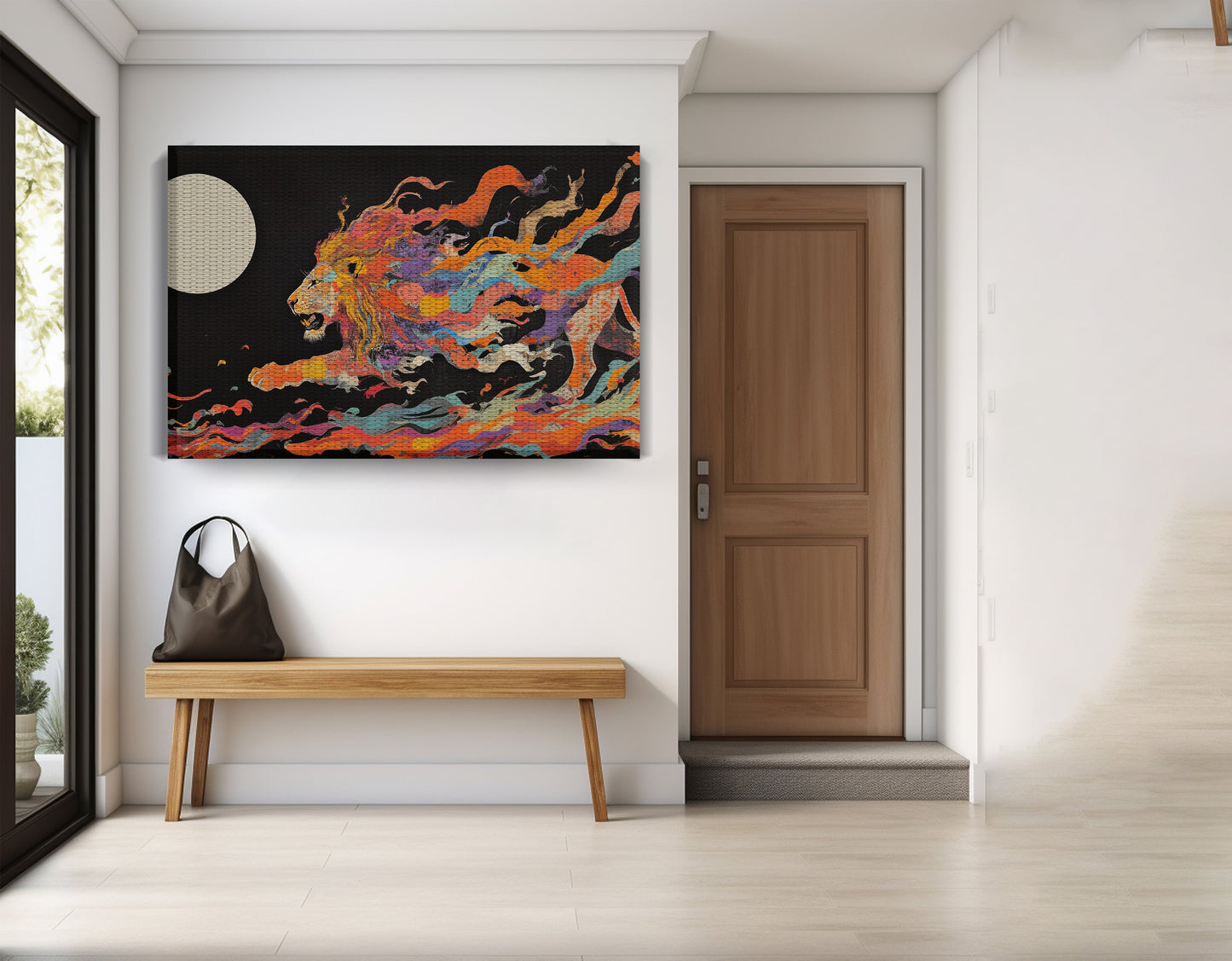 Fiery Lion Moon Black African American canvas print view 17