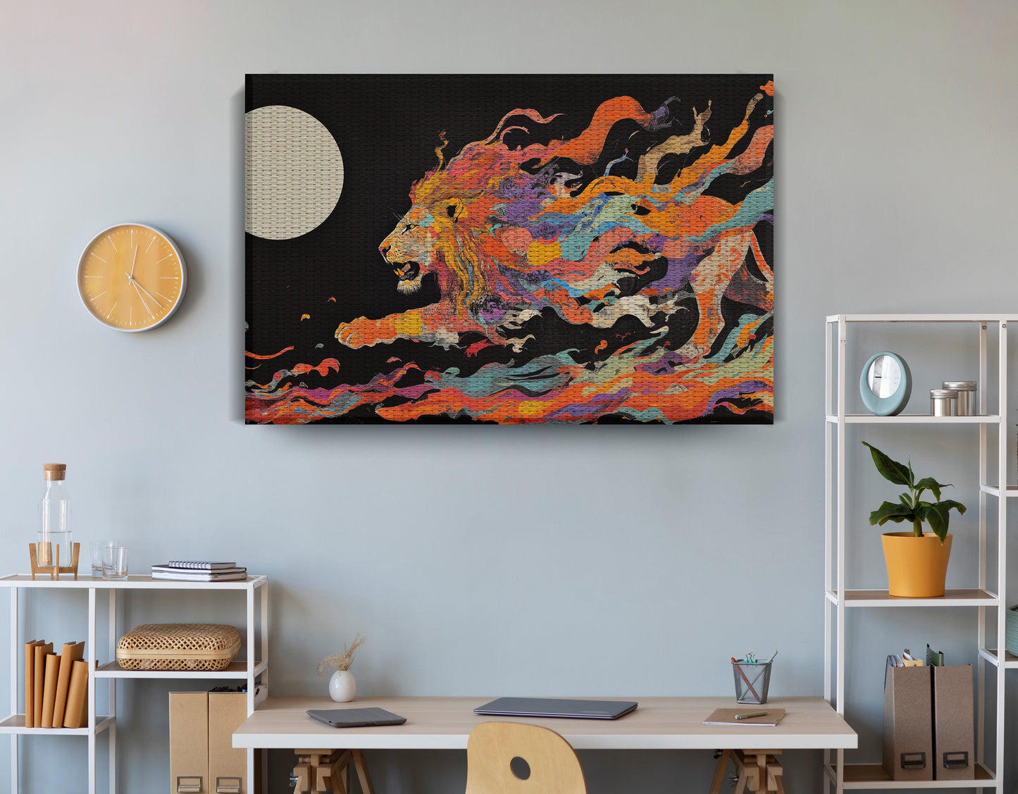 Fiery Lion Moon Black African American canvas print view 18