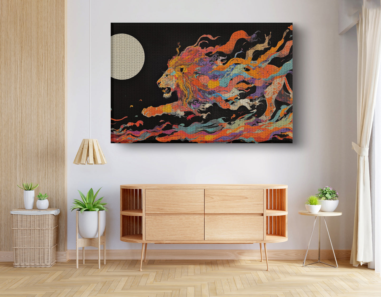 Fiery Lion Moon Black African American canvas print view 14
