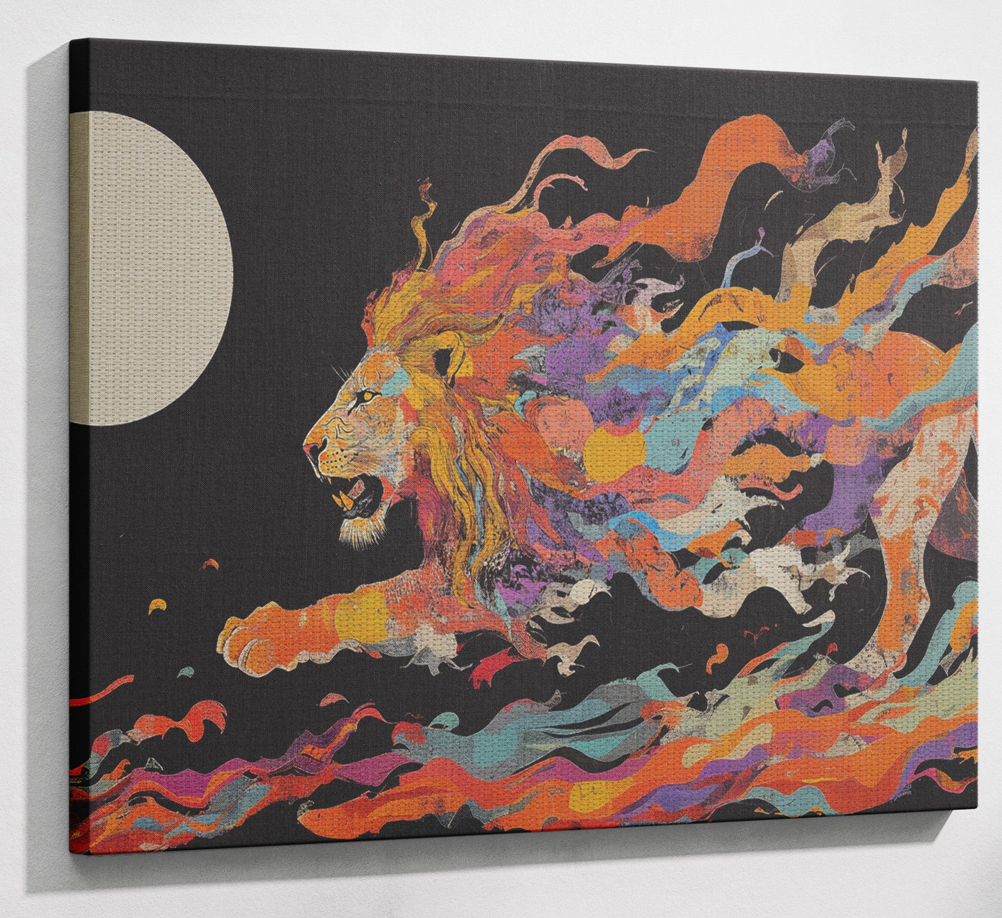 Fiery Lion Moon Black African American canvas print view 13