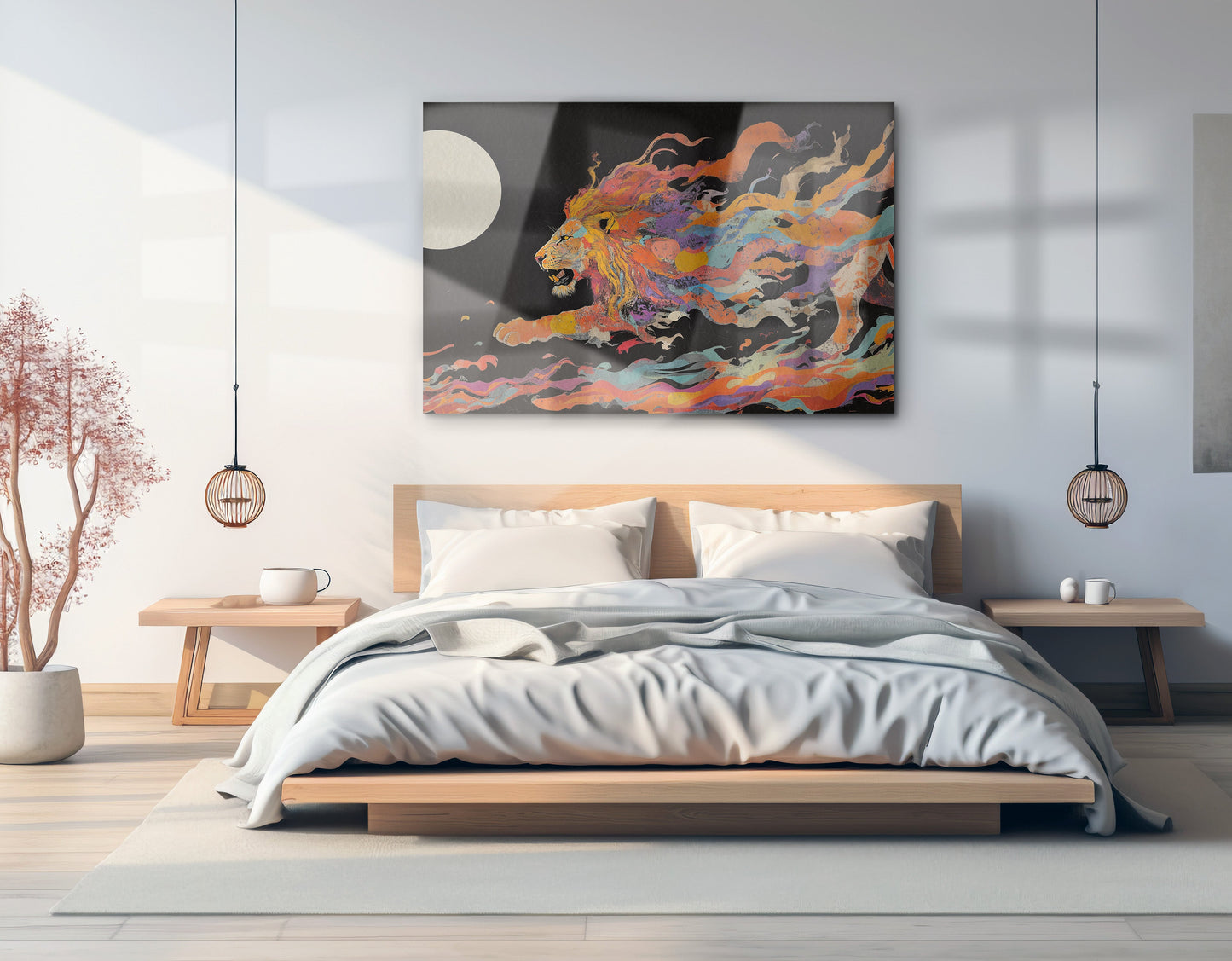 Fiery Lion Moon Black African American canvas print view 21
