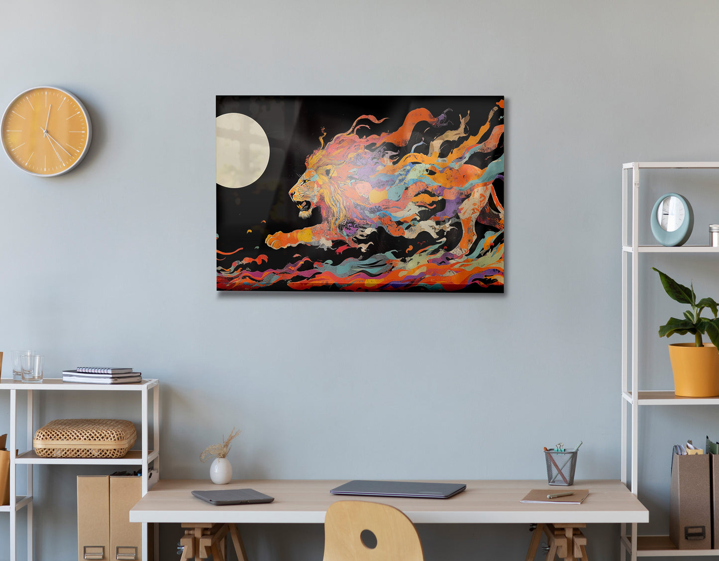 Fiery Lion Moon Black African American canvas print view 24