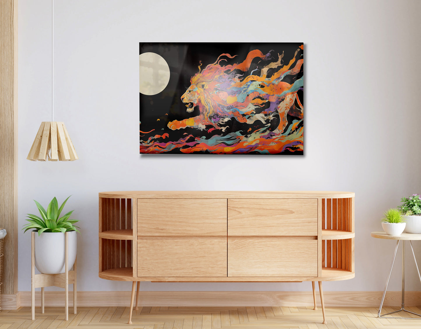 Fiery Lion Moon Black African American canvas print view 20
