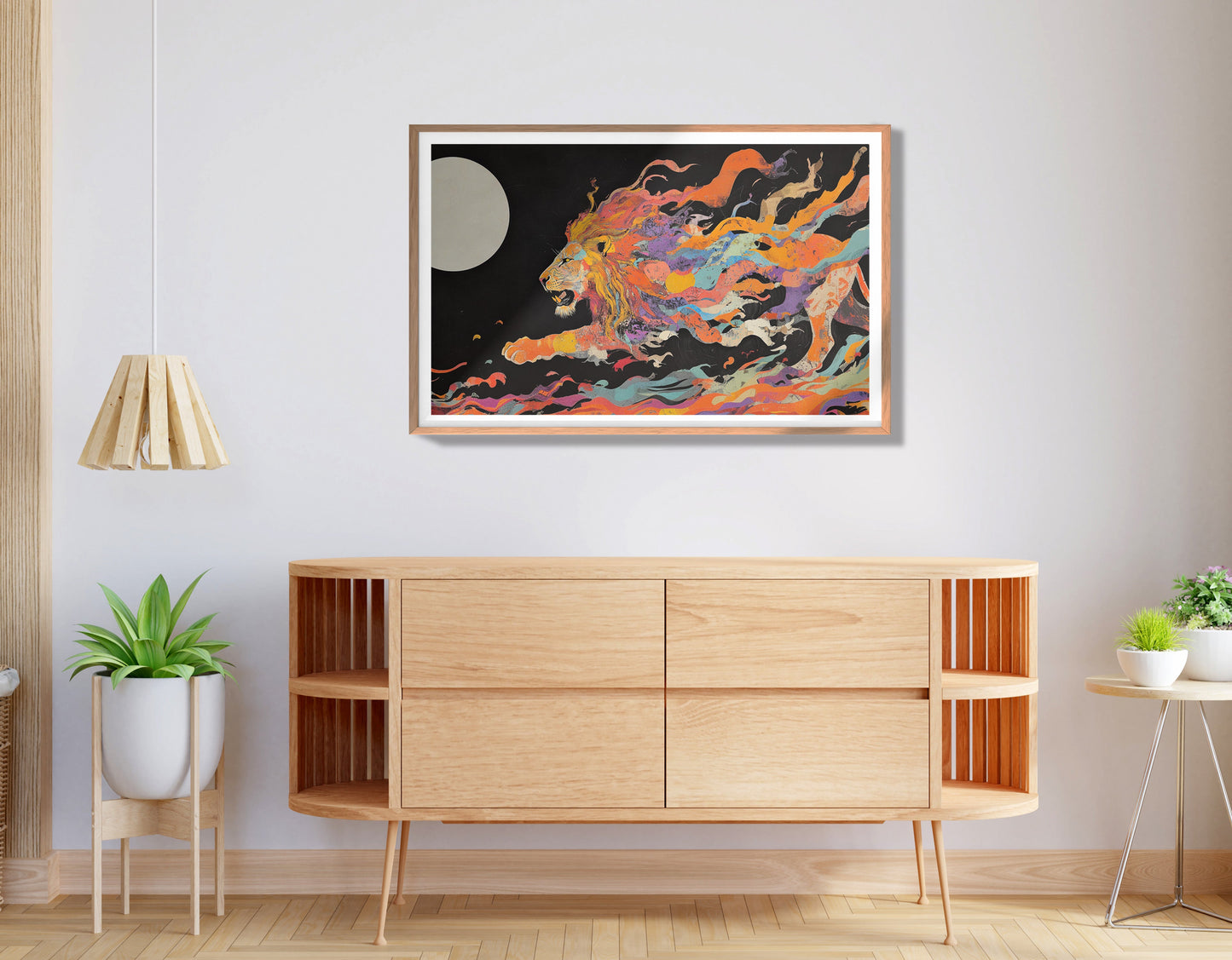 Fiery Lion Moon Black African American canvas print view 80