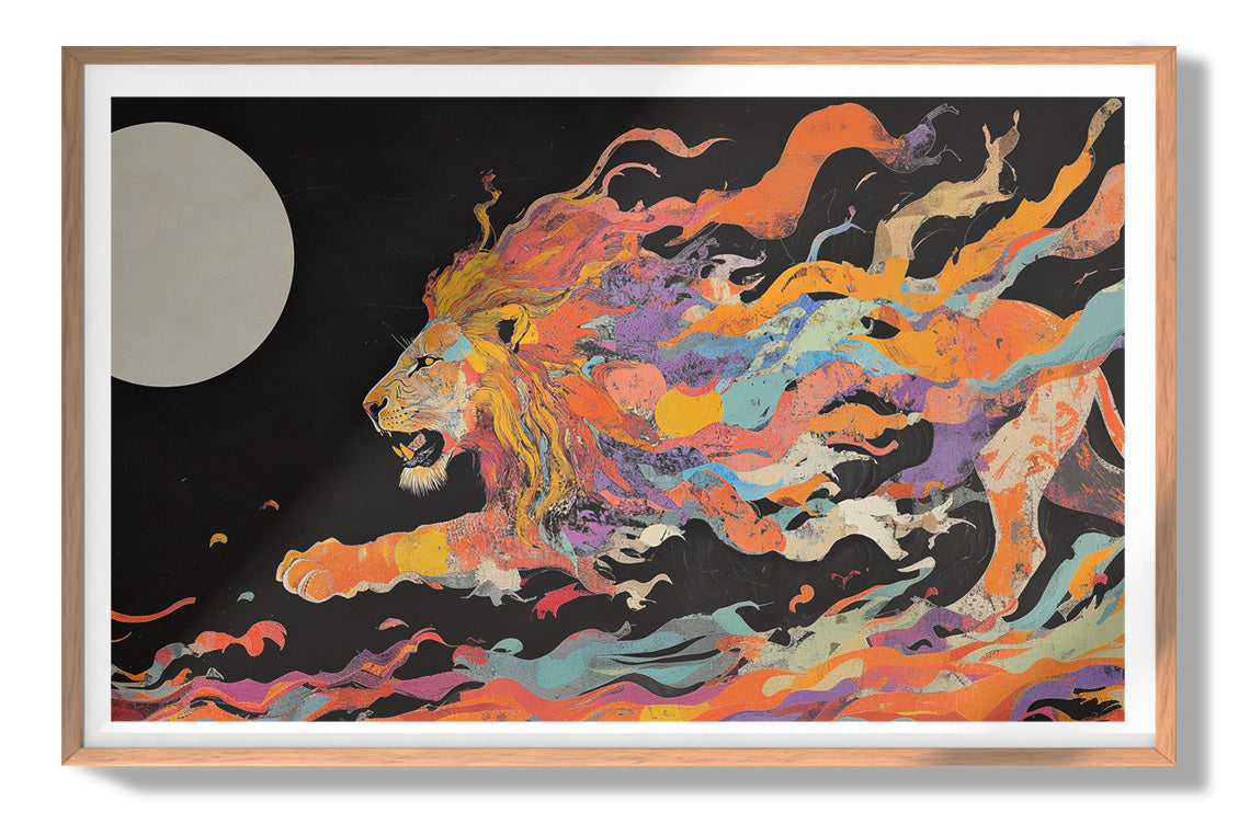 Fiery Lion Moon Black African American canvas print view 79
