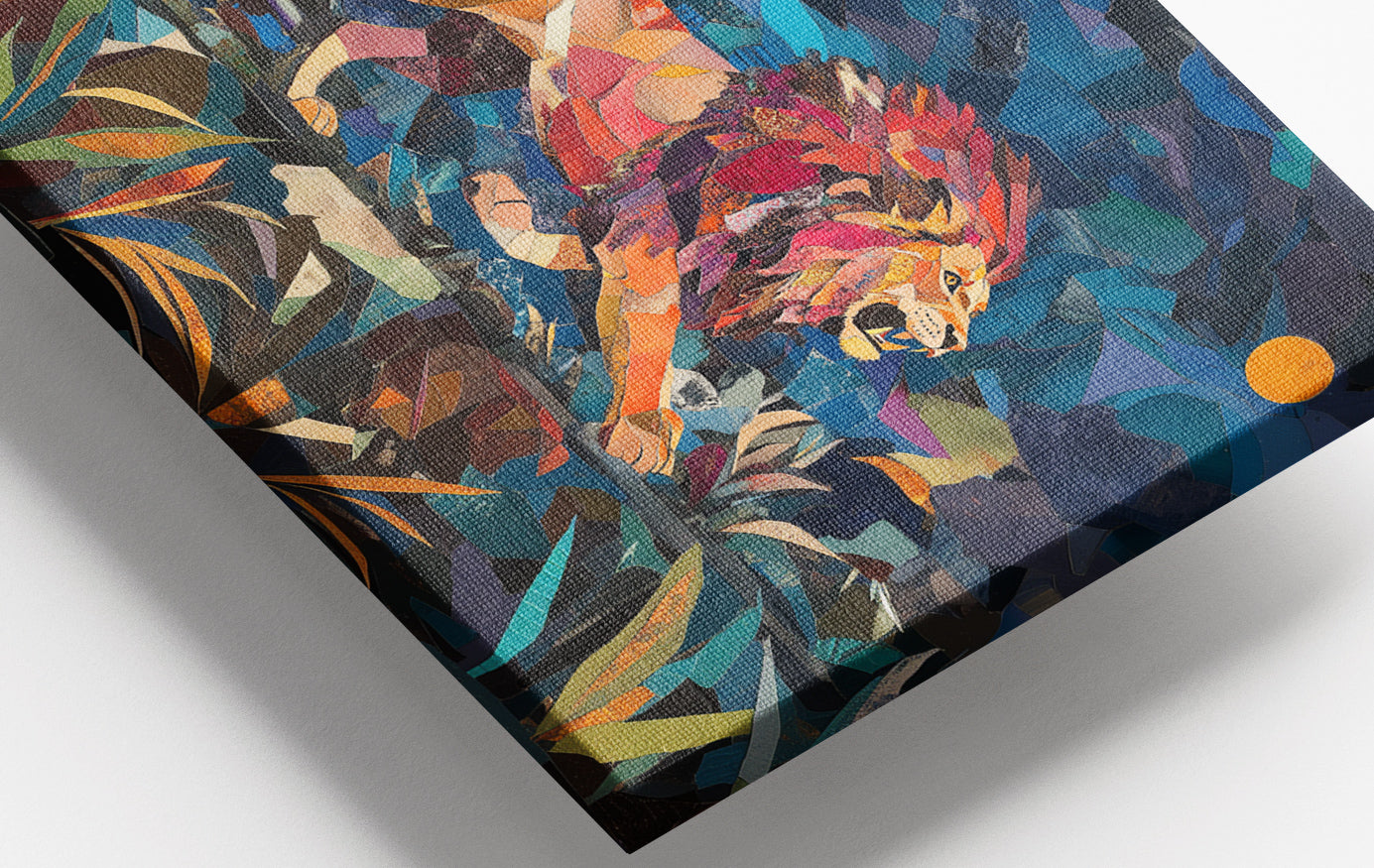 Close-up of Colorful Lion Moon African American canvas print detail