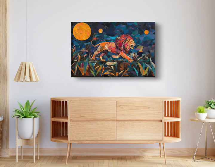 Colorful Lion Moon African American Wall Art