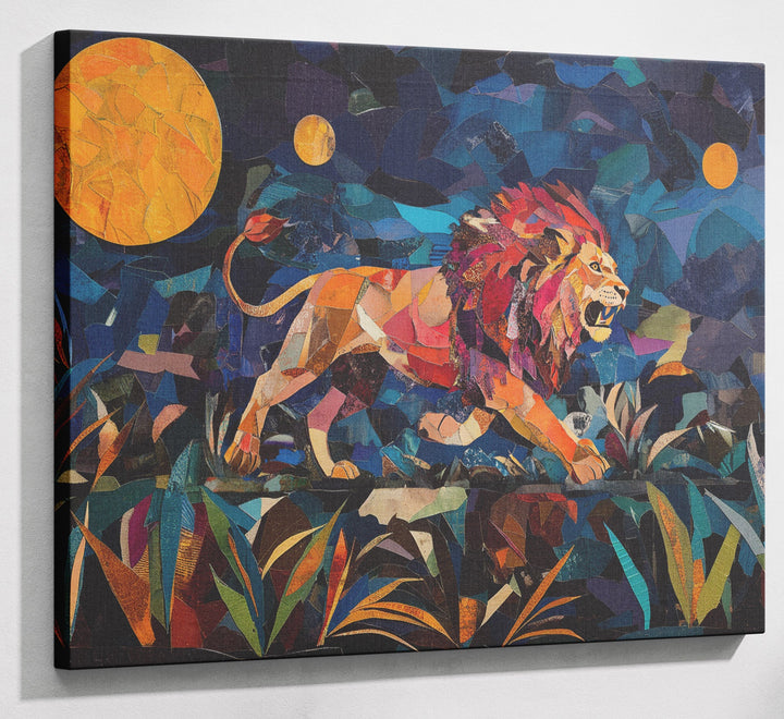 Colorful Lion Moon African American canvas print canvas print with visible wall art format