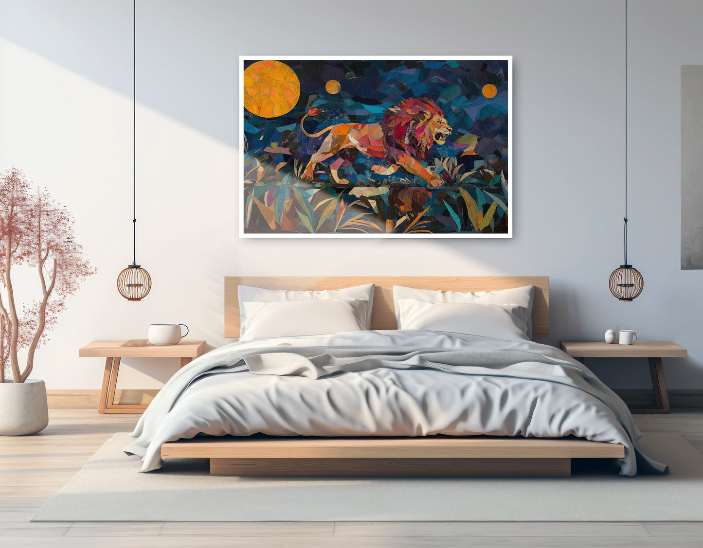 Colorful Lion Moon African American canvas print artwork view