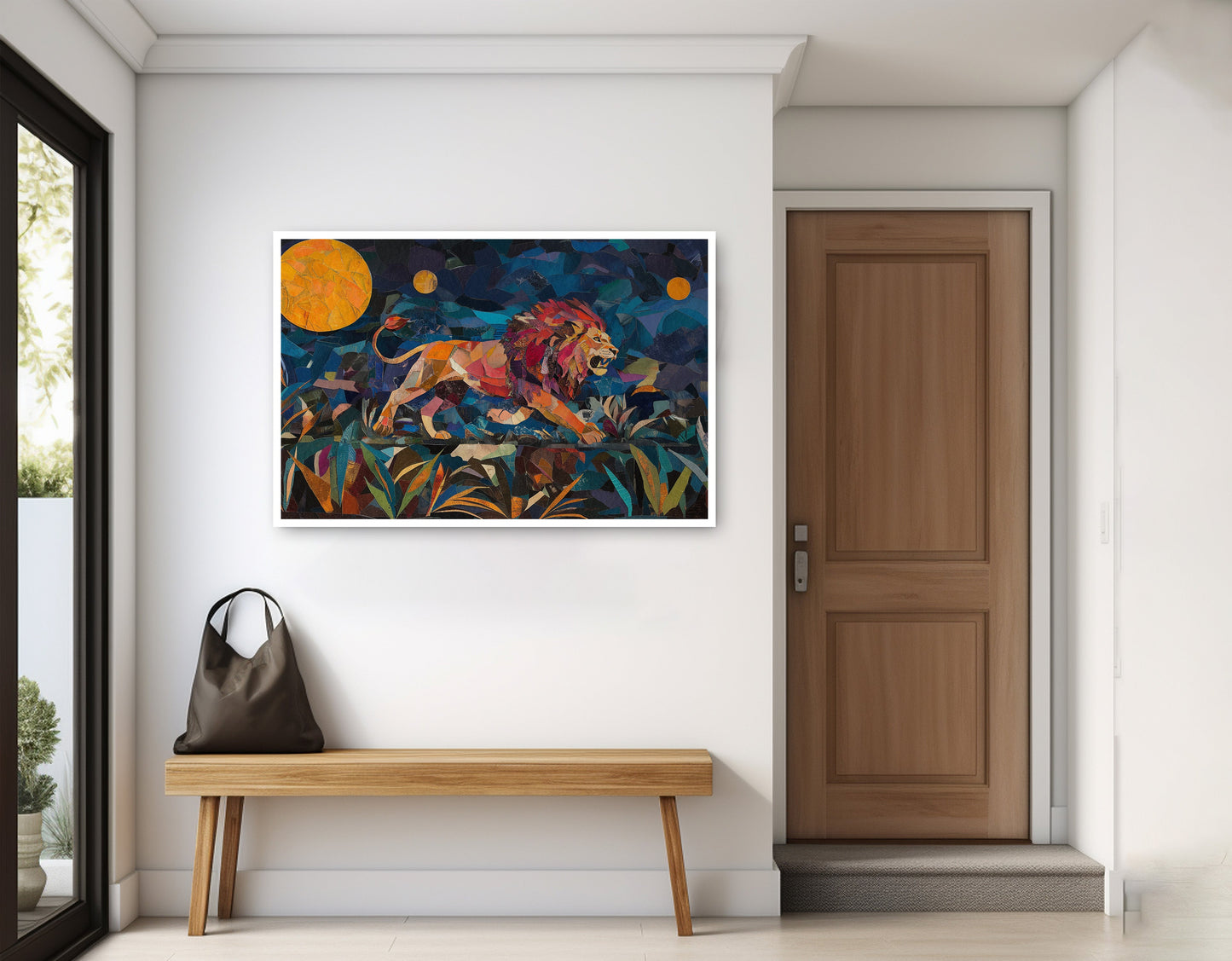 Colorful Lion Moon African American canvas print home decor view
