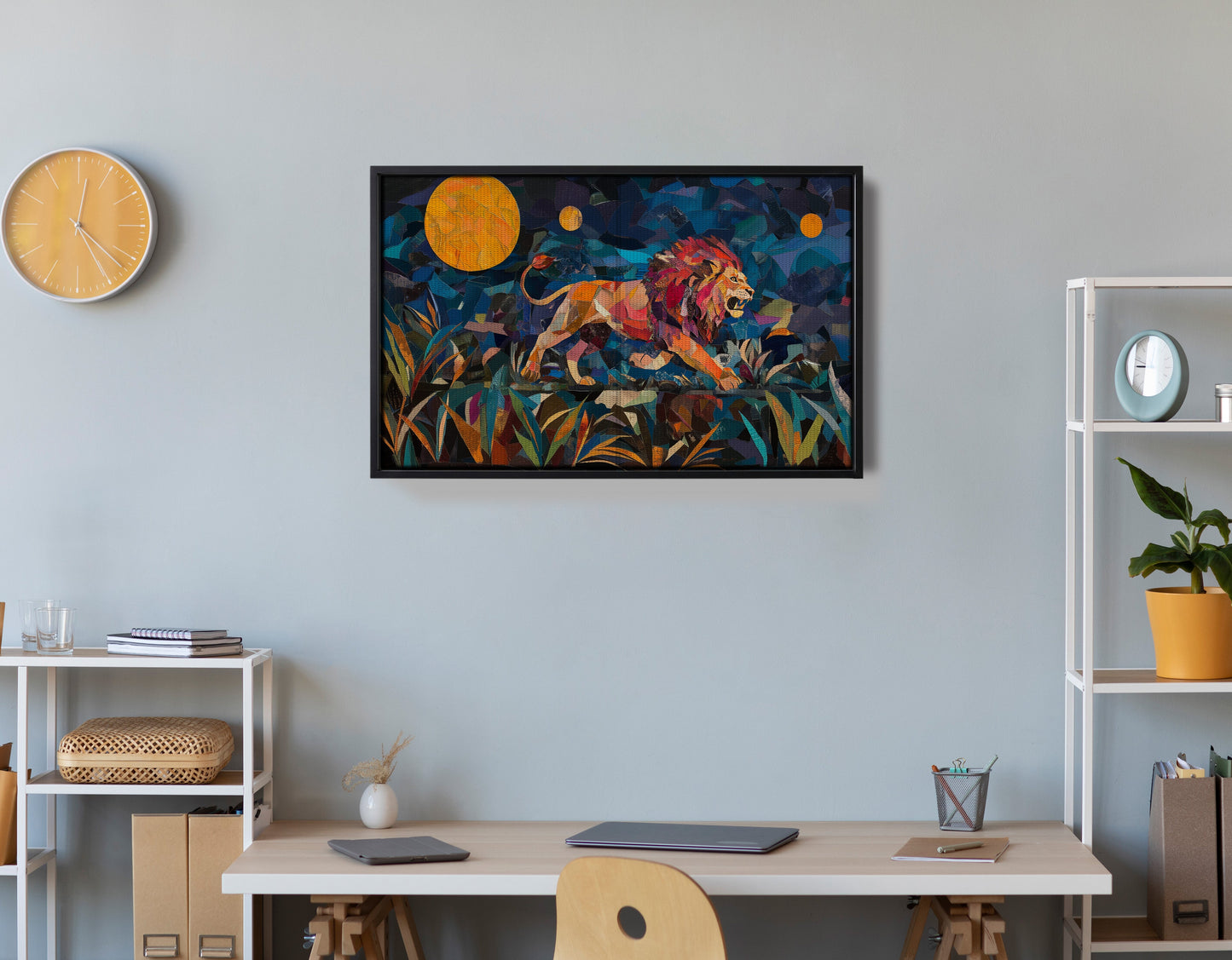 Colorful Lion Moon African American canvas print view 30