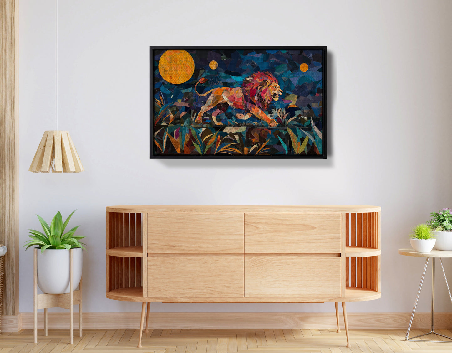 Colorful Lion Moon African American canvas print view 26