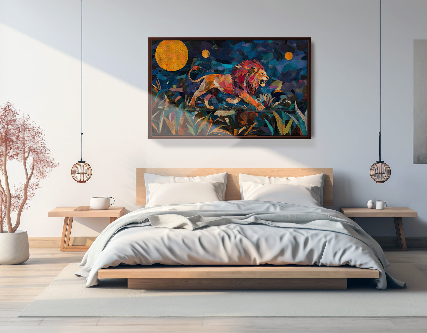 Colorful Lion Moon African American canvas print view 33