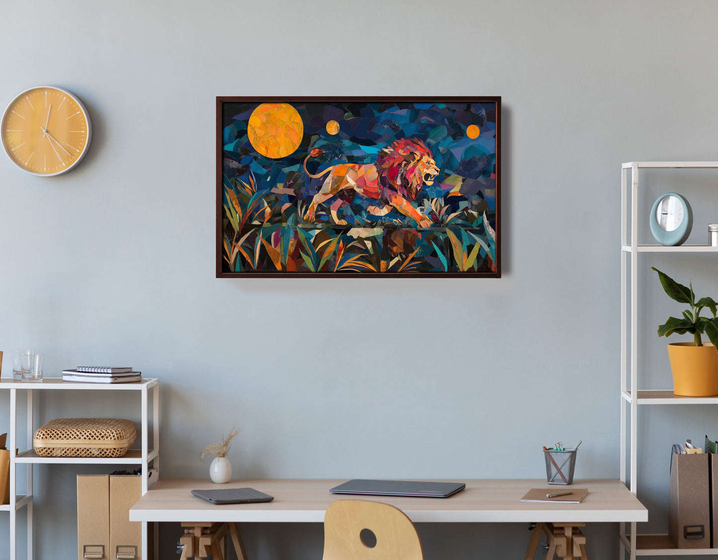 Colorful Lion Moon African American canvas print view 36