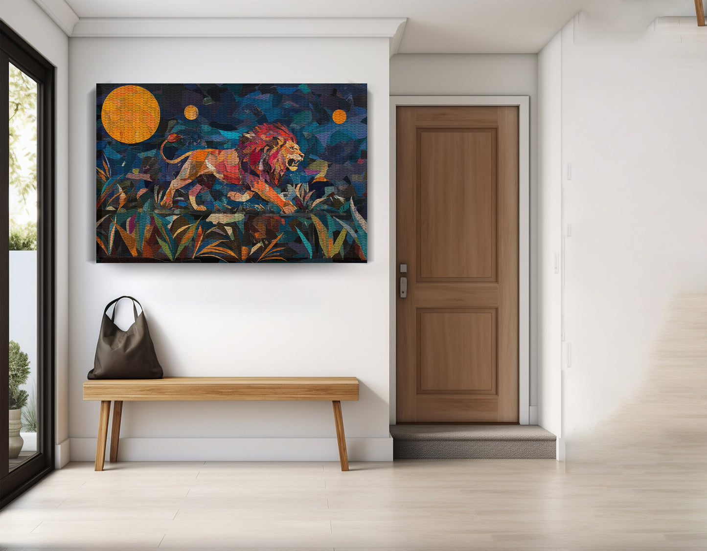 Colorful Lion Moon African American canvas print view 17