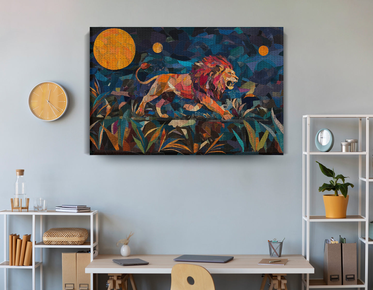 Colorful Lion Moon African American canvas print view 18