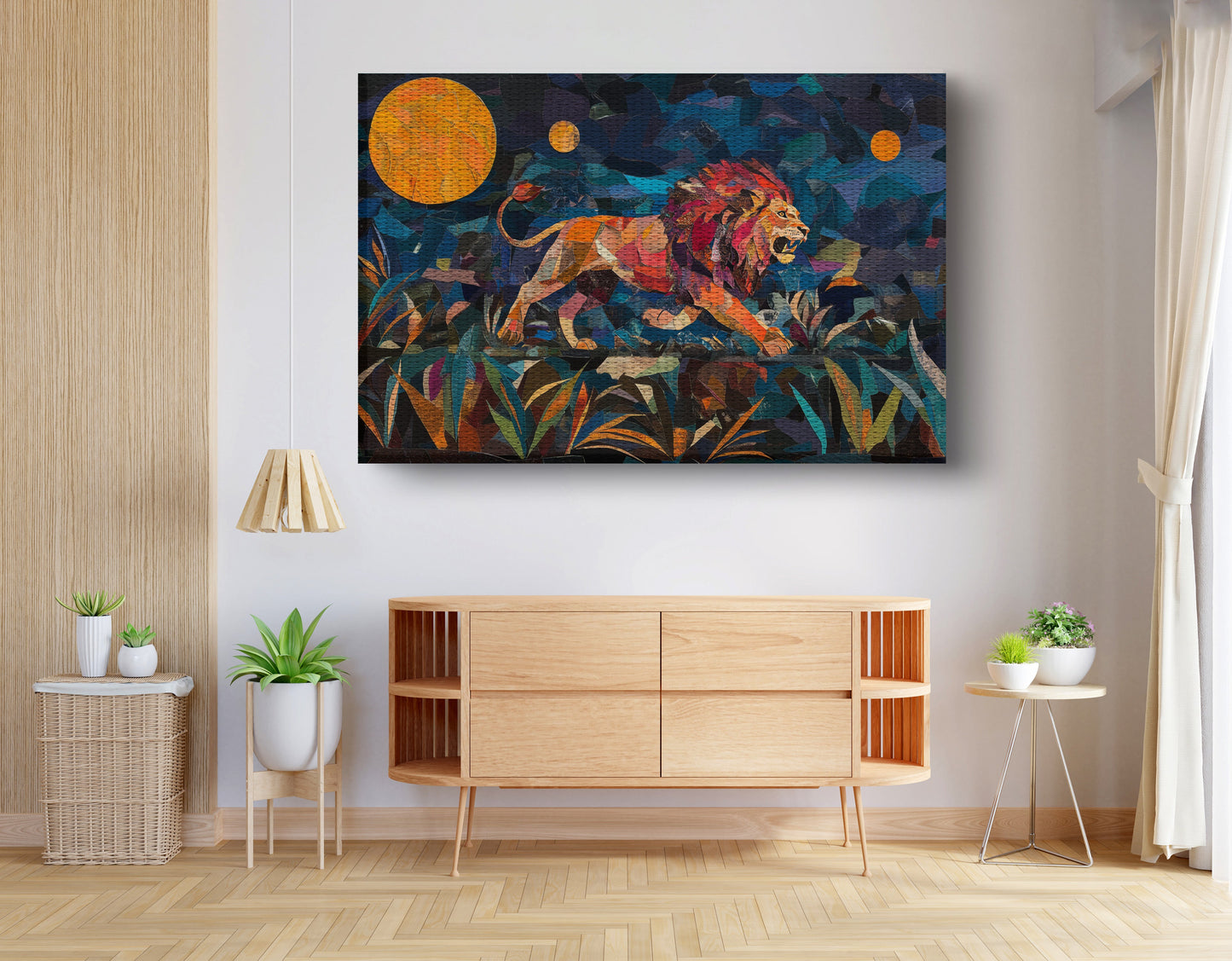 Colorful Lion Moon African American canvas print view 14