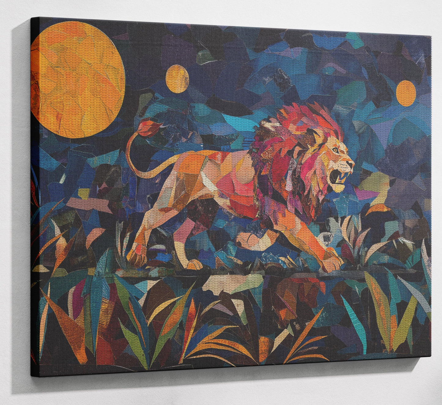 Colorful Lion Moon African American canvas print view 13