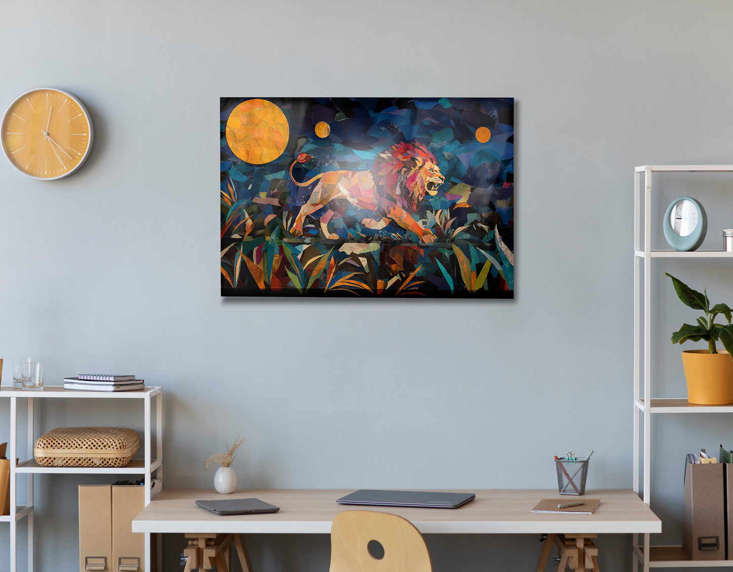 Colorful Lion Moon African American canvas print view 24