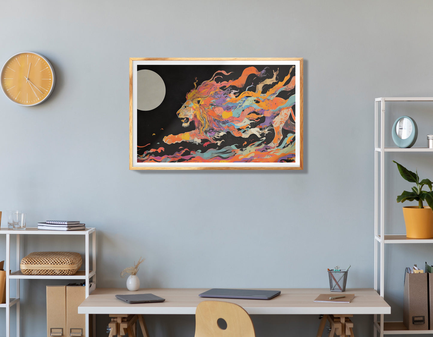 Fiery Lion Moon Black African American canvas print view 78