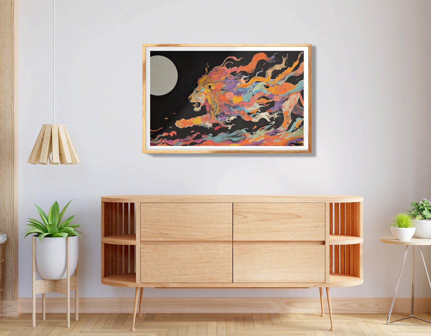 Fiery Lion Moon Black African American canvas print view 74