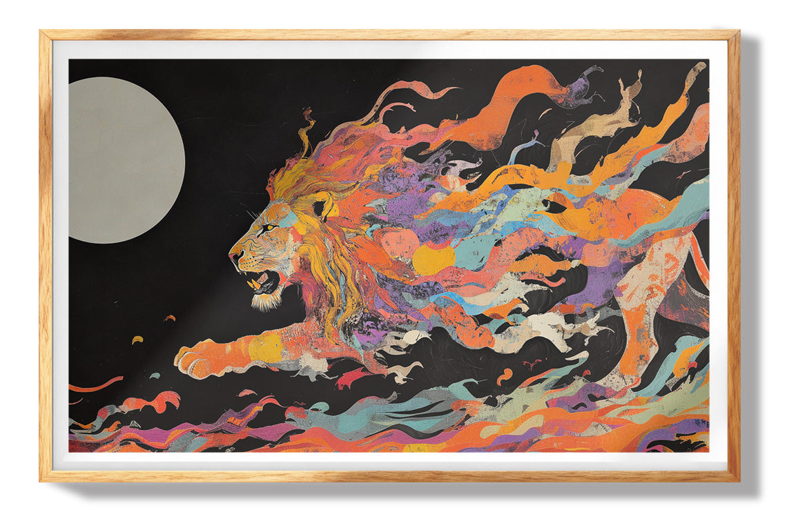 Fiery Lion Moon Black African American canvas print view 73