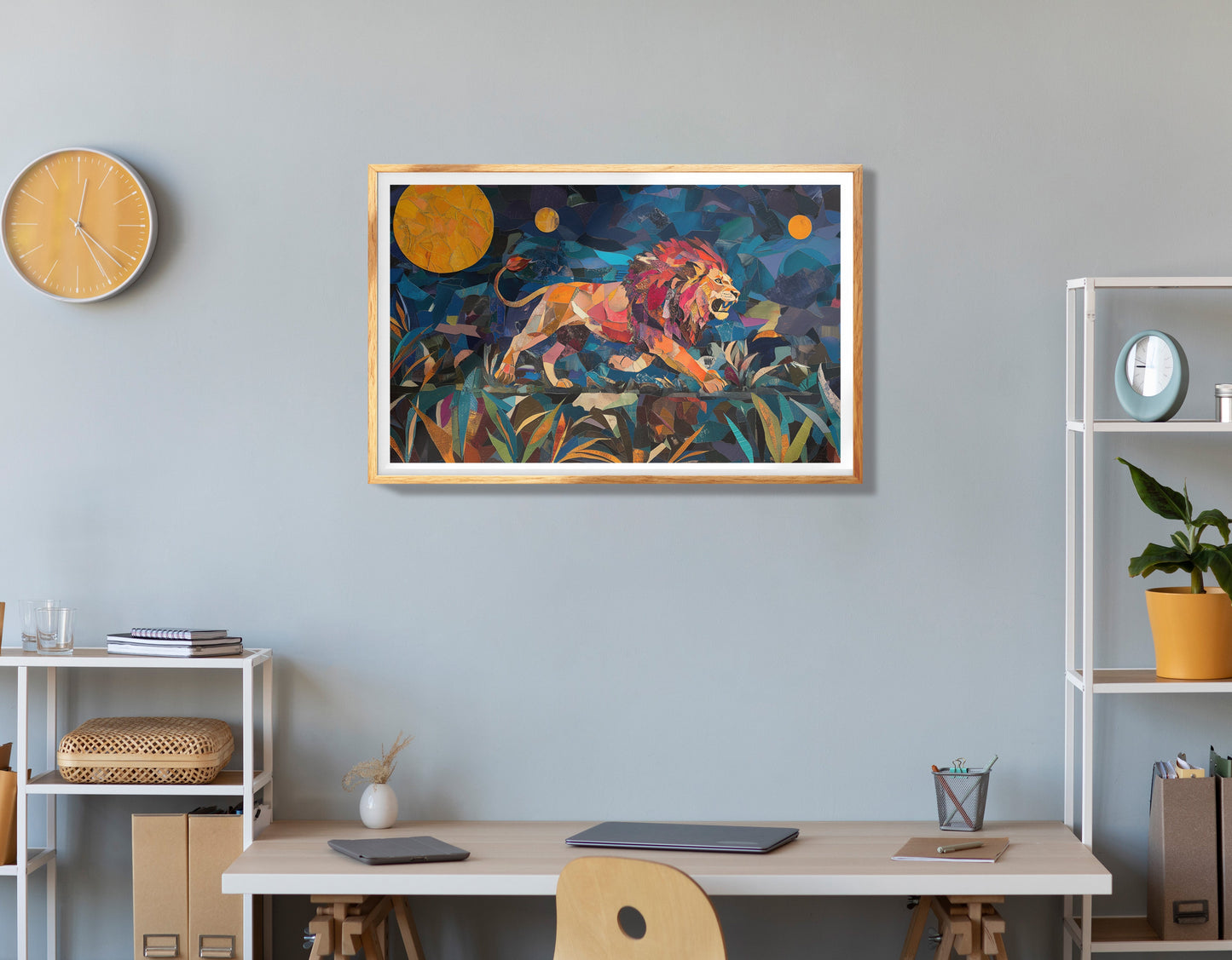 Colorful Lion Moon African American canvas print view 78