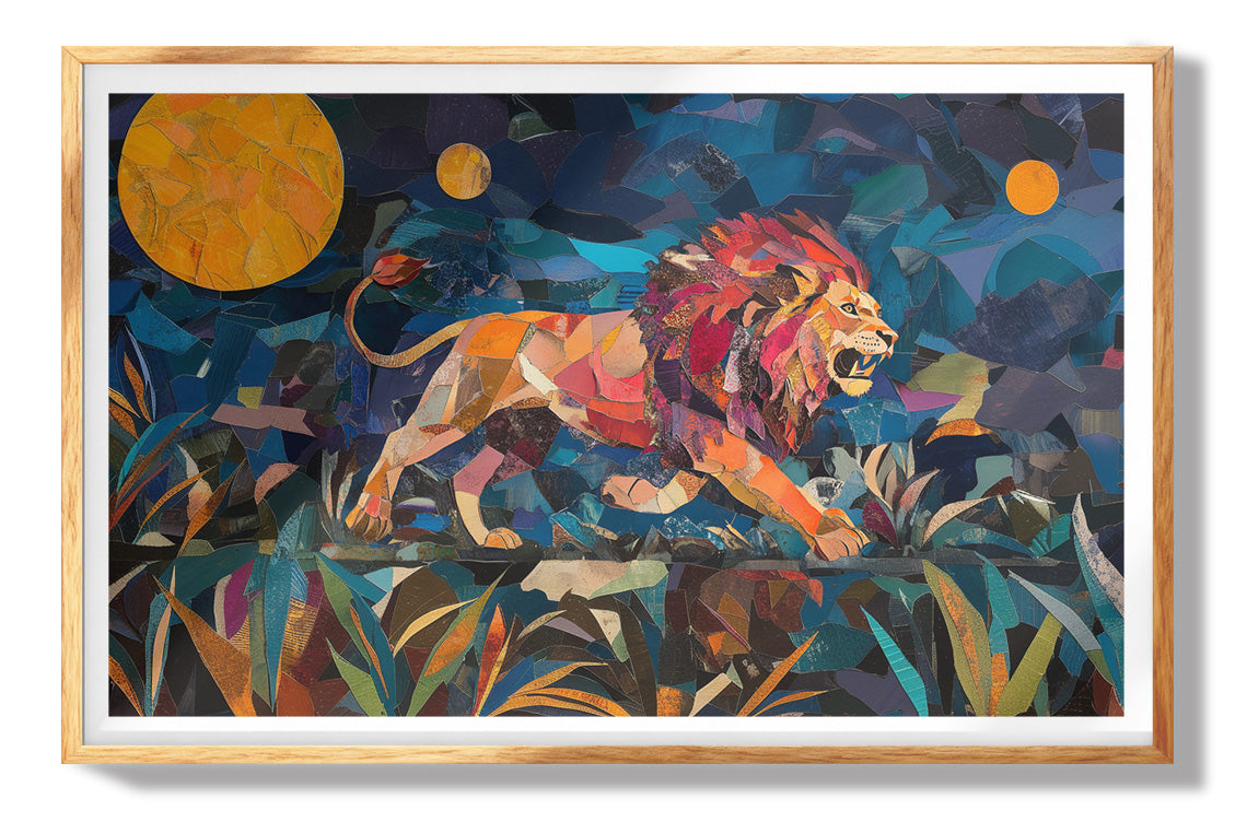 Colorful Lion Moon African American canvas print view 73