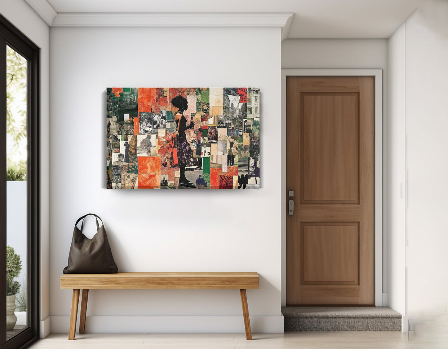 Black Woman Collage African American wall art displayed as entryway wall decor