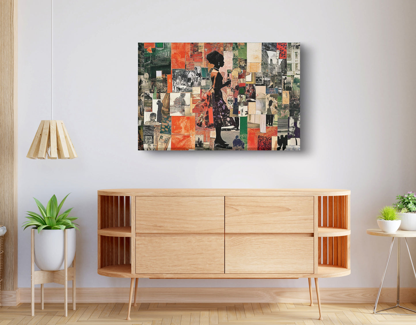 Black Woman Collage African American wall art displayed as living room wall decor