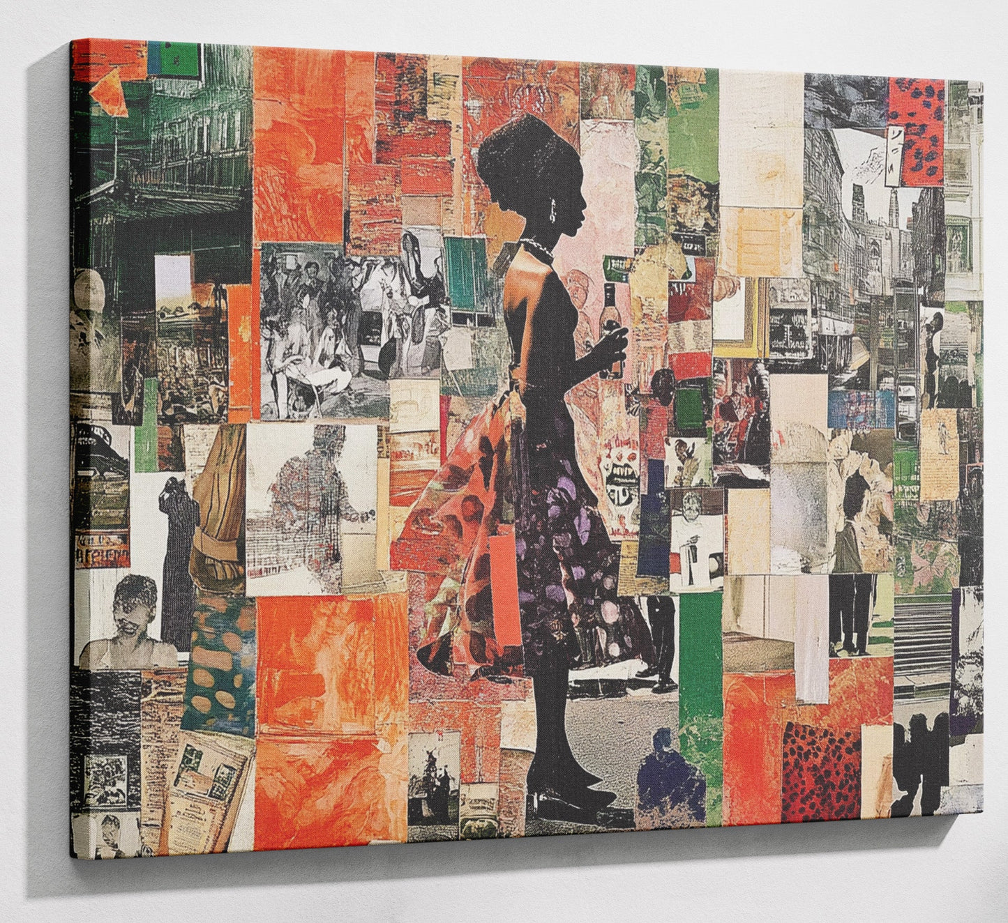 Black Woman Collage African American wall art canvas print with visible wall art format