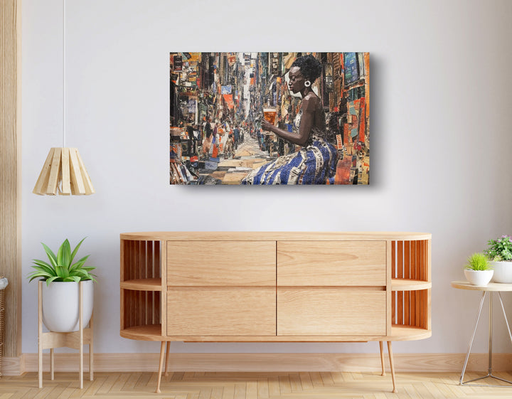Black Woman Sewing Collage Wall Art