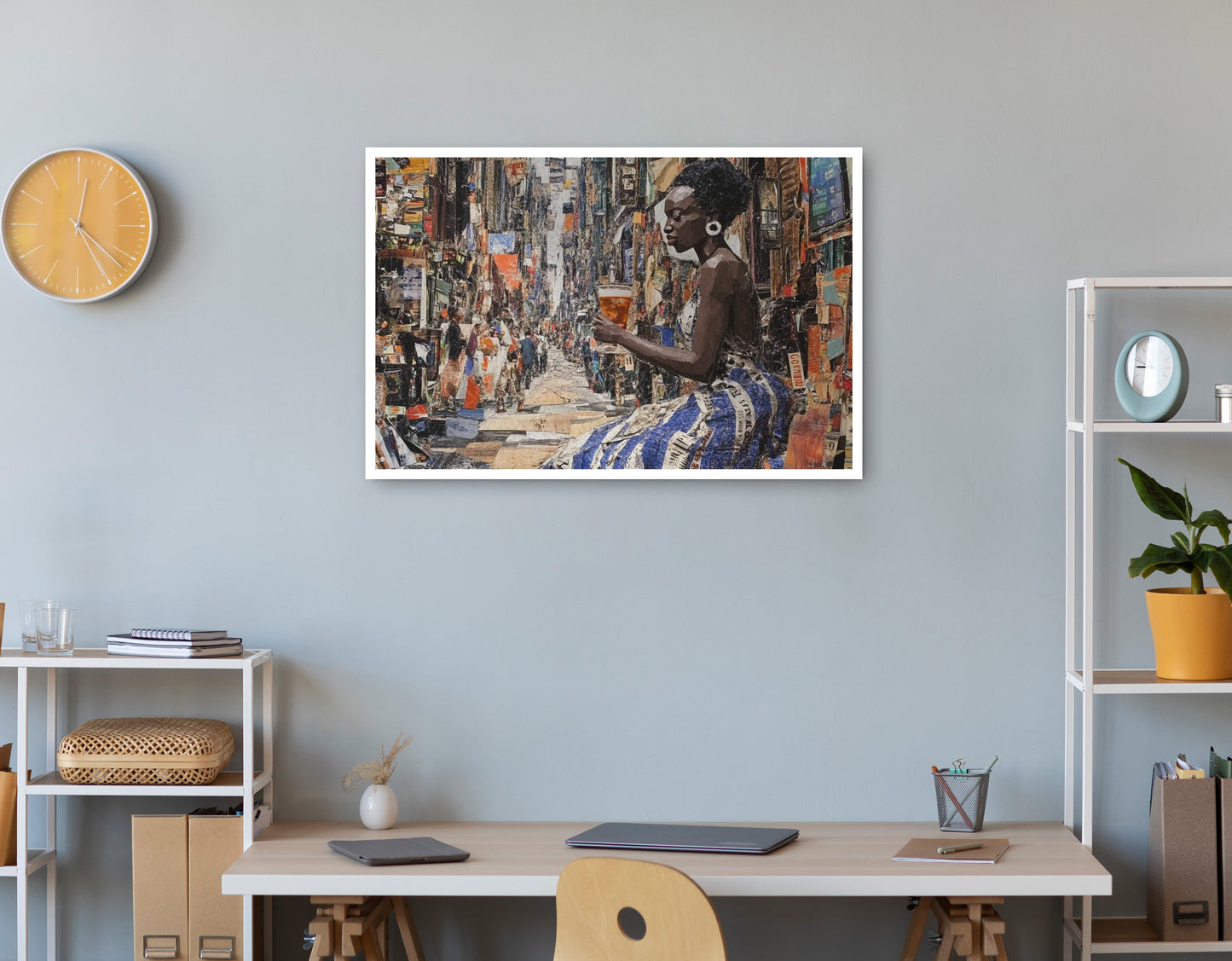 Black Woman Sewing Collage African American wall art print view