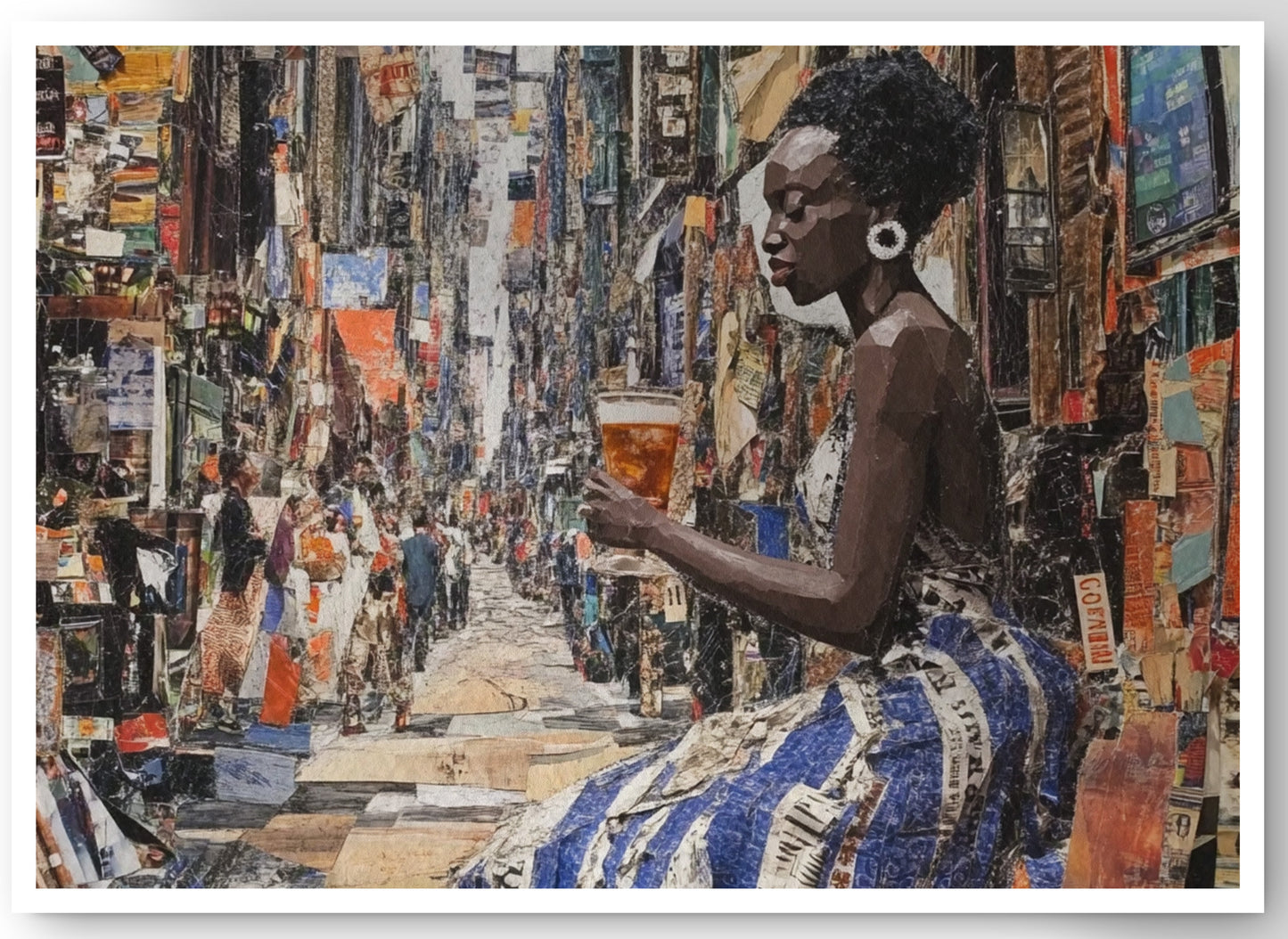 Black Woman Sewing Collage African American wall art canvas print by MoomZee Artwork
