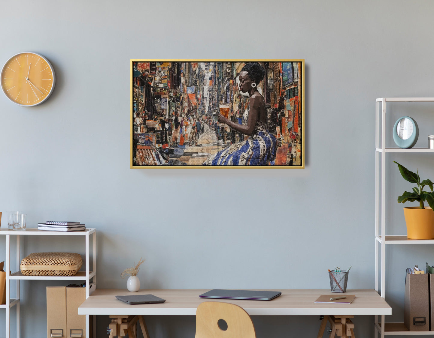 Black Woman Sewing Collage African American wall art view 42