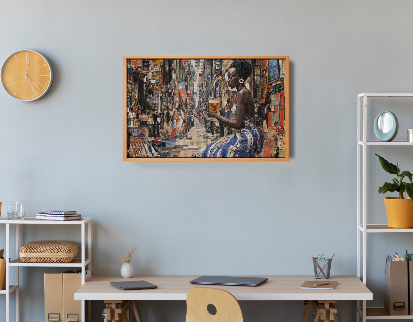 Black Woman Sewing Collage African American wall art view 48