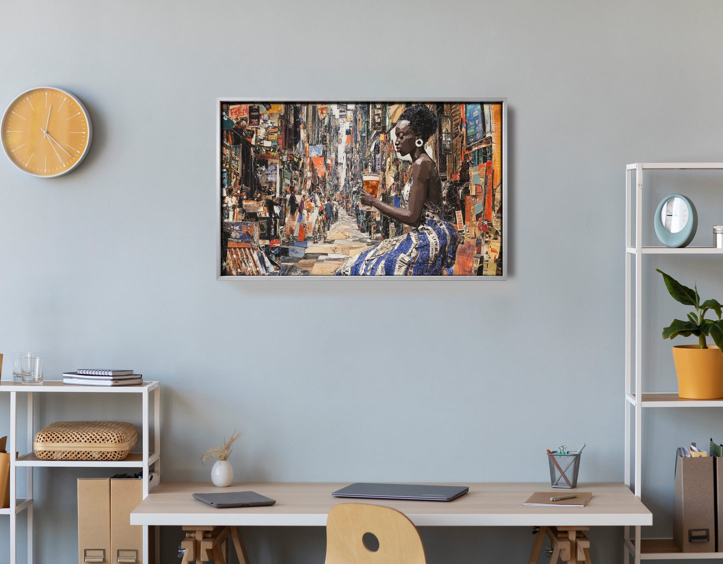 Black Woman Sewing Collage African American wall art view 60