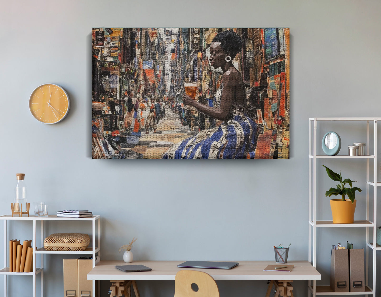 Black Woman Sewing Collage African American wall art view 18