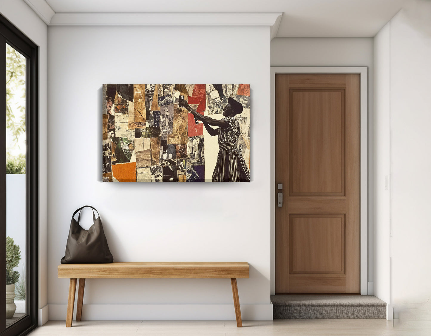 Black Woman Collage African American wall art displayed as entryway wall decor