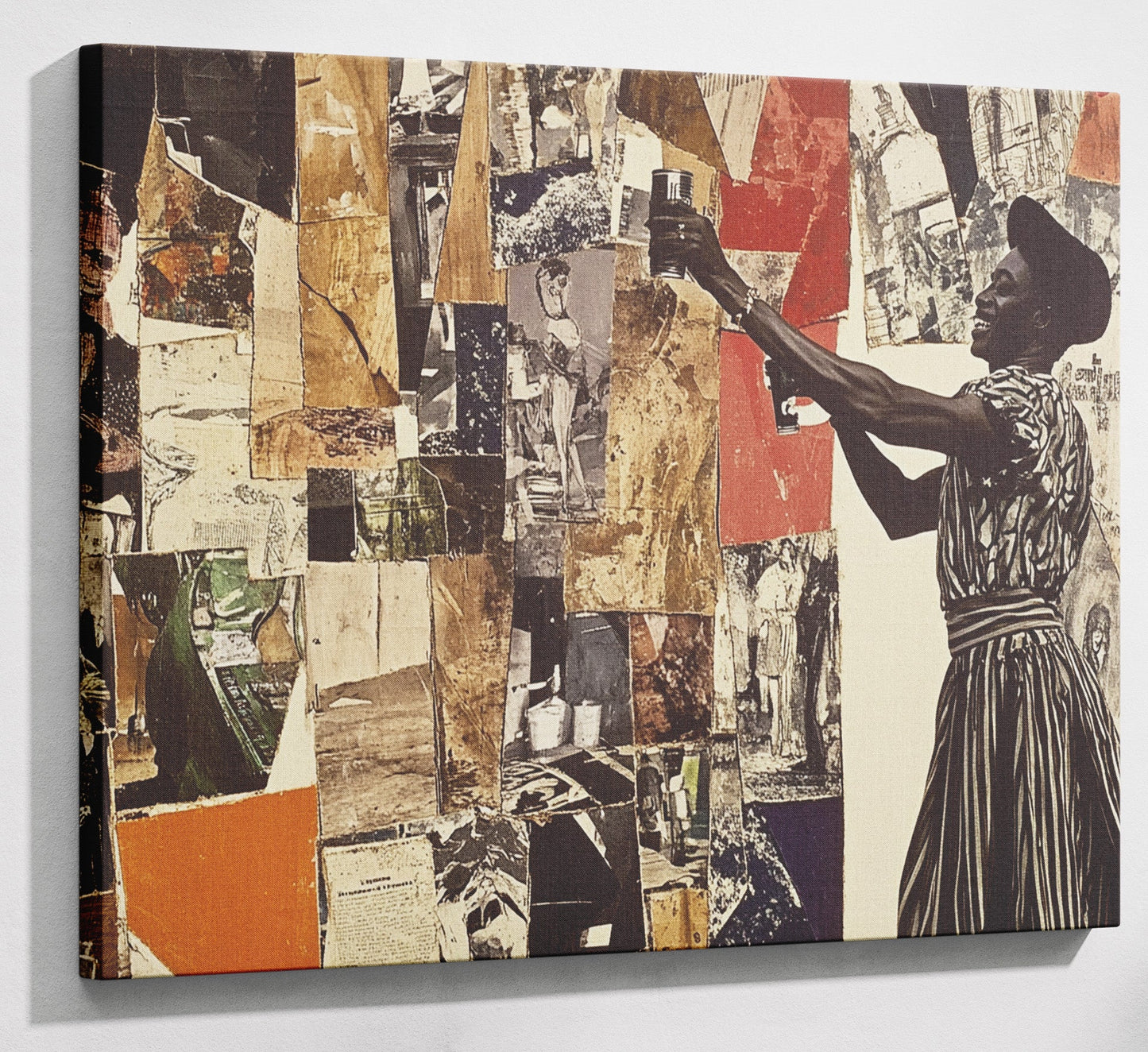 Black Woman Collage African American wall art canvas print with visible wall art format