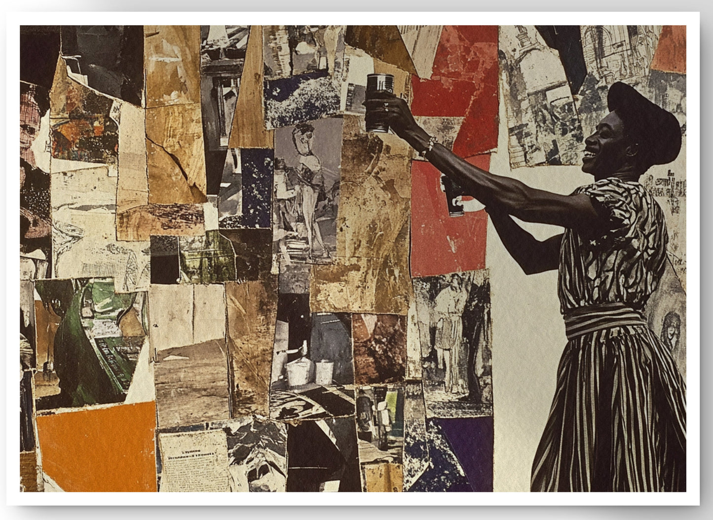 Black Woman Collage African American wall art canvas print by MoomZee Artwork