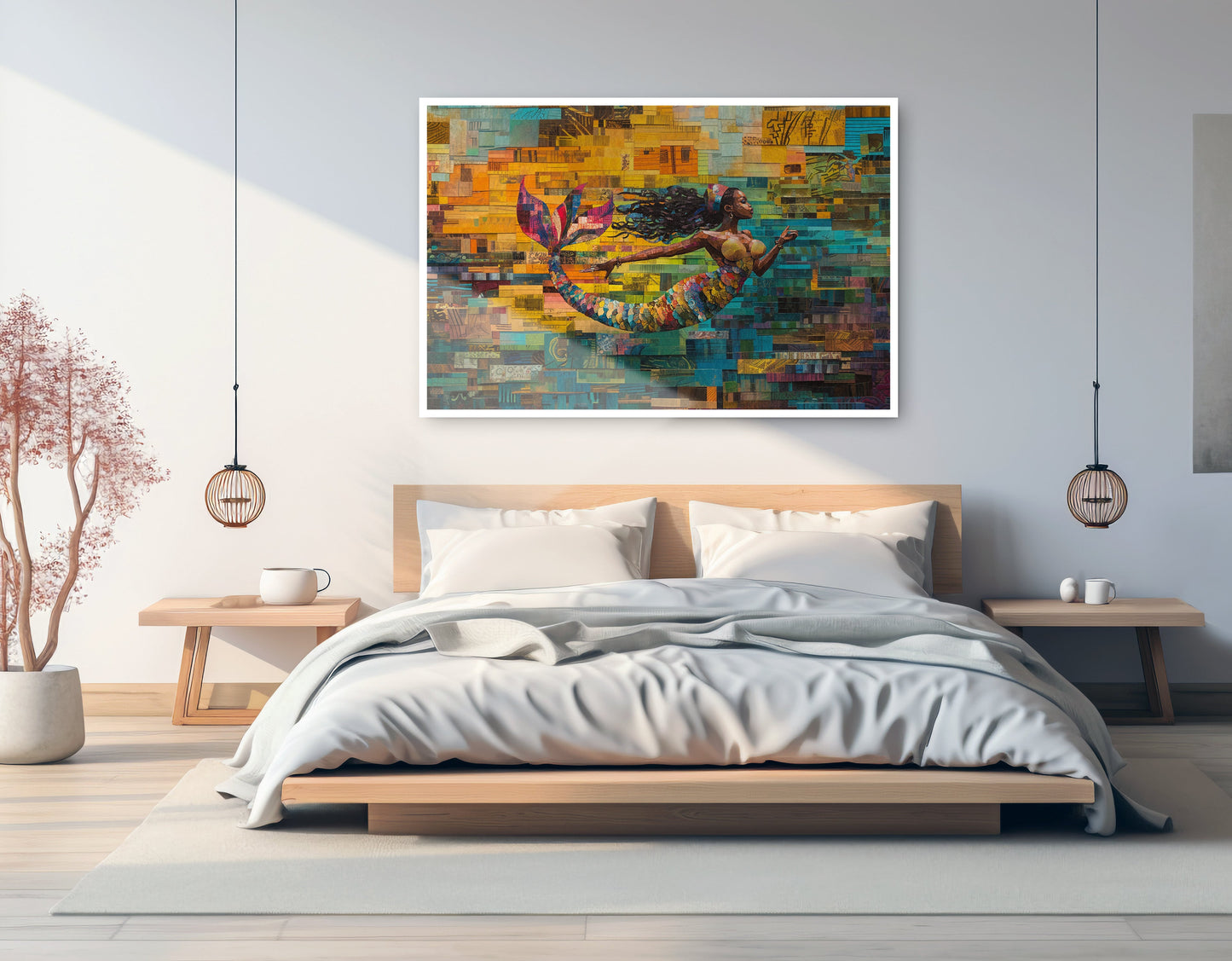 Black Mermaid Mosaic Ocean Caribbean wall art artwork view