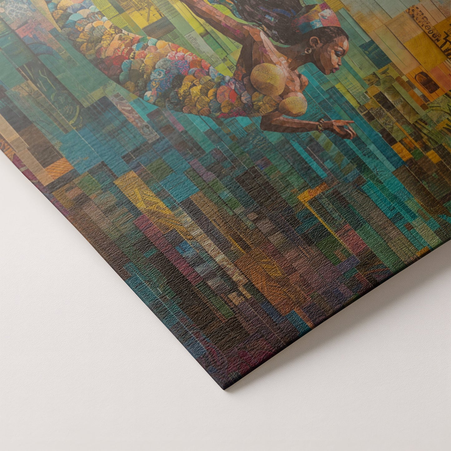 Black Mermaid Mosaic Ocean Caribbean wall art artwork by MoomZee Artwork