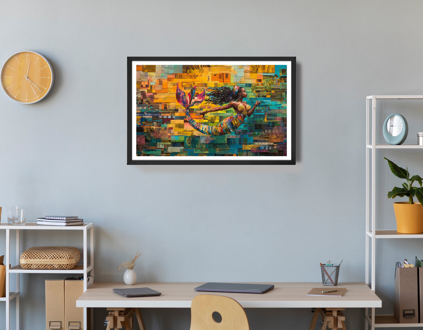Black Mermaid Mosaic Ocean Caribbean wall art view 72
