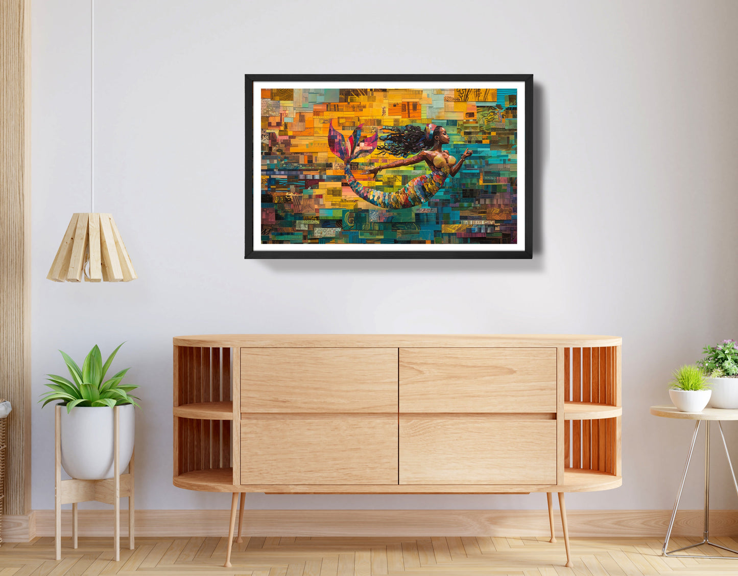 Black Mermaid Mosaic Ocean Caribbean wall art view 68