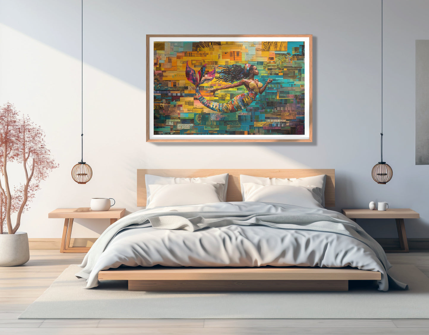 Black Mermaid Mosaic Ocean Caribbean wall art view 81