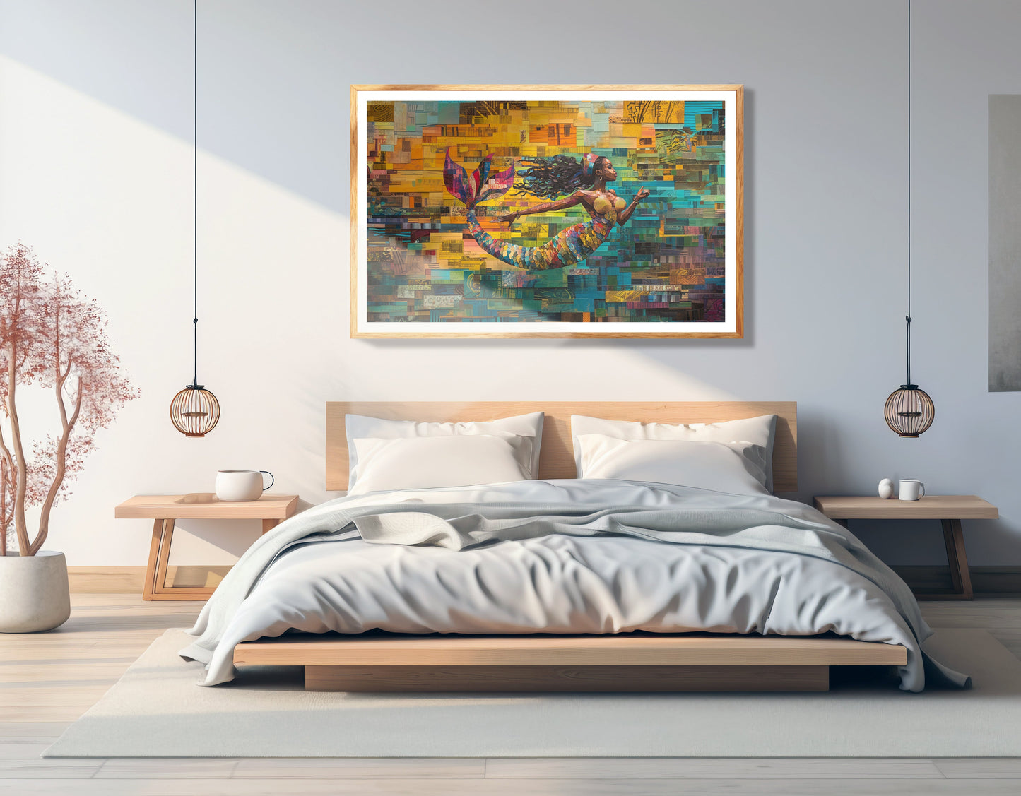 Black Mermaid Mosaic Ocean Caribbean wall art view 75