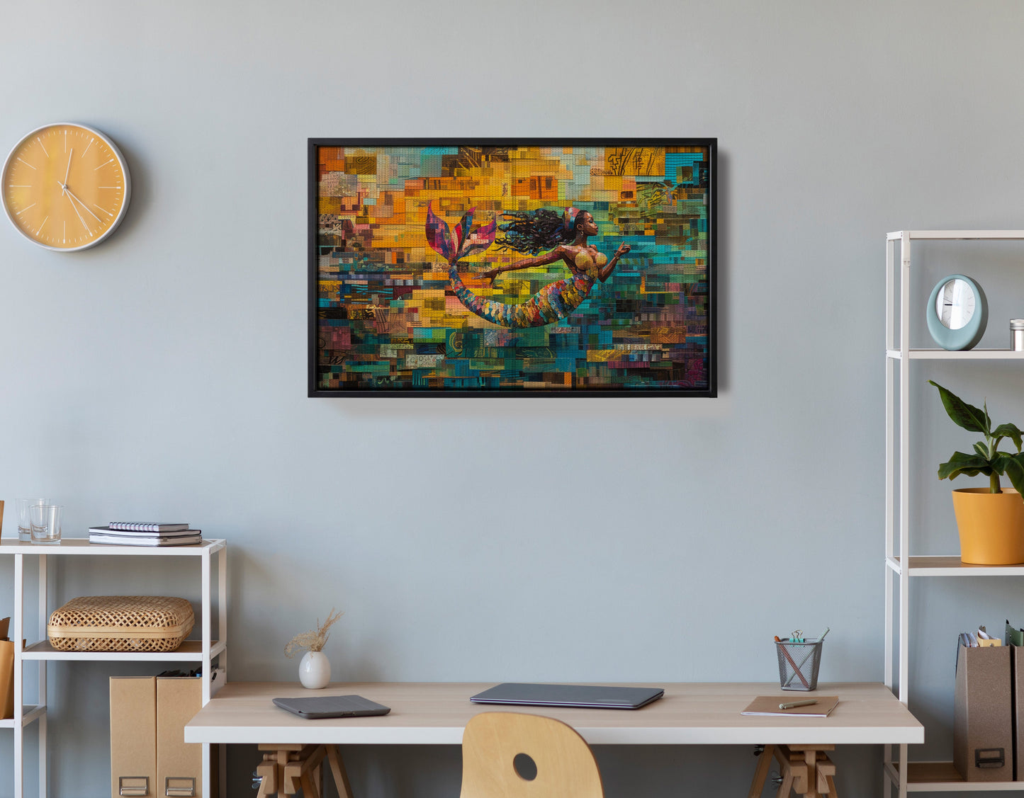 Black Mermaid Mosaic Ocean Caribbean wall art view 30