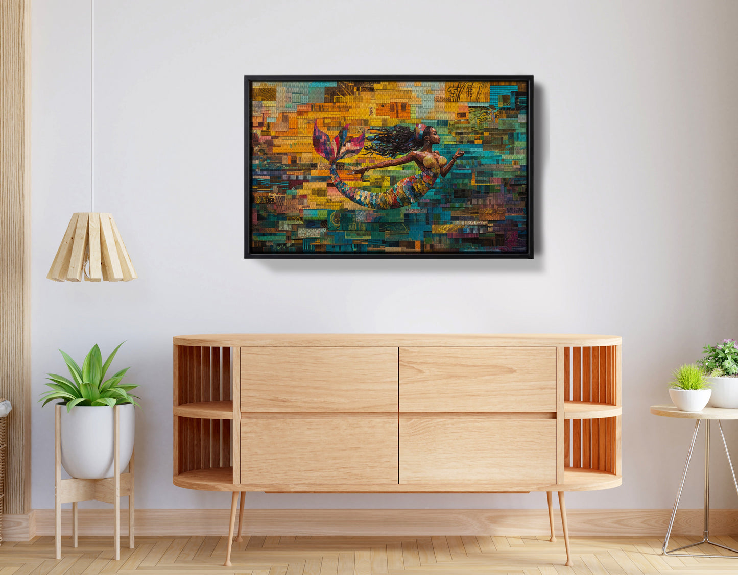 Black Mermaid Mosaic Ocean Caribbean wall art view 26