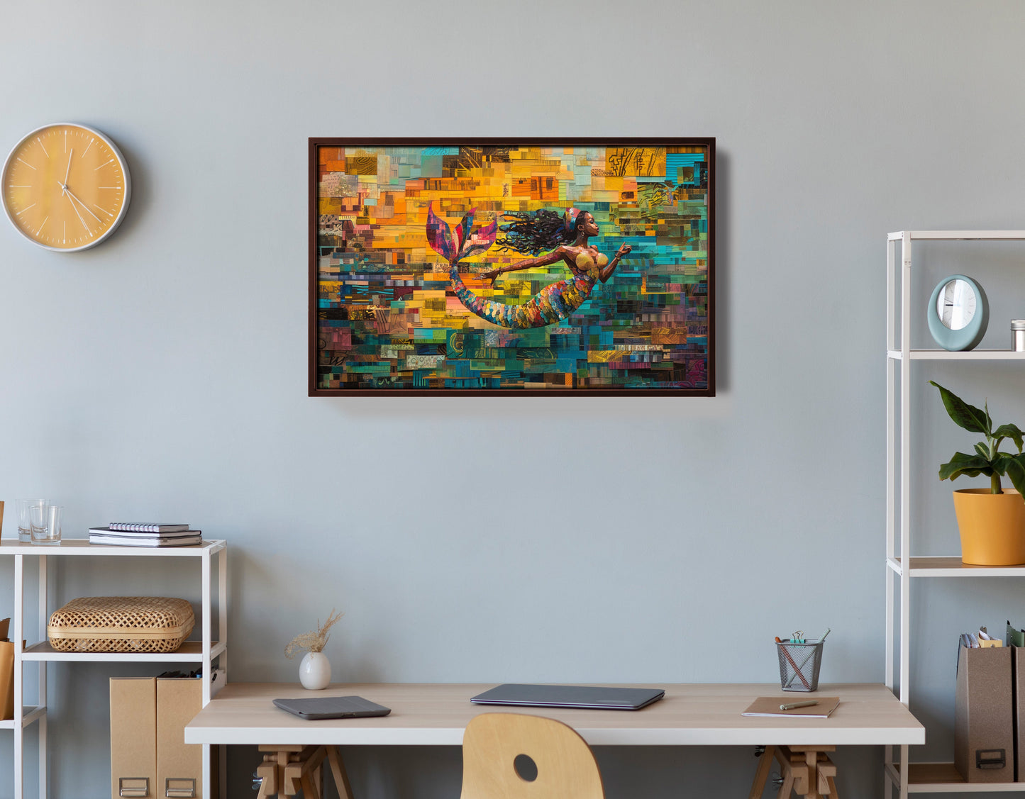 Black Mermaid Mosaic Ocean Caribbean wall art view 36